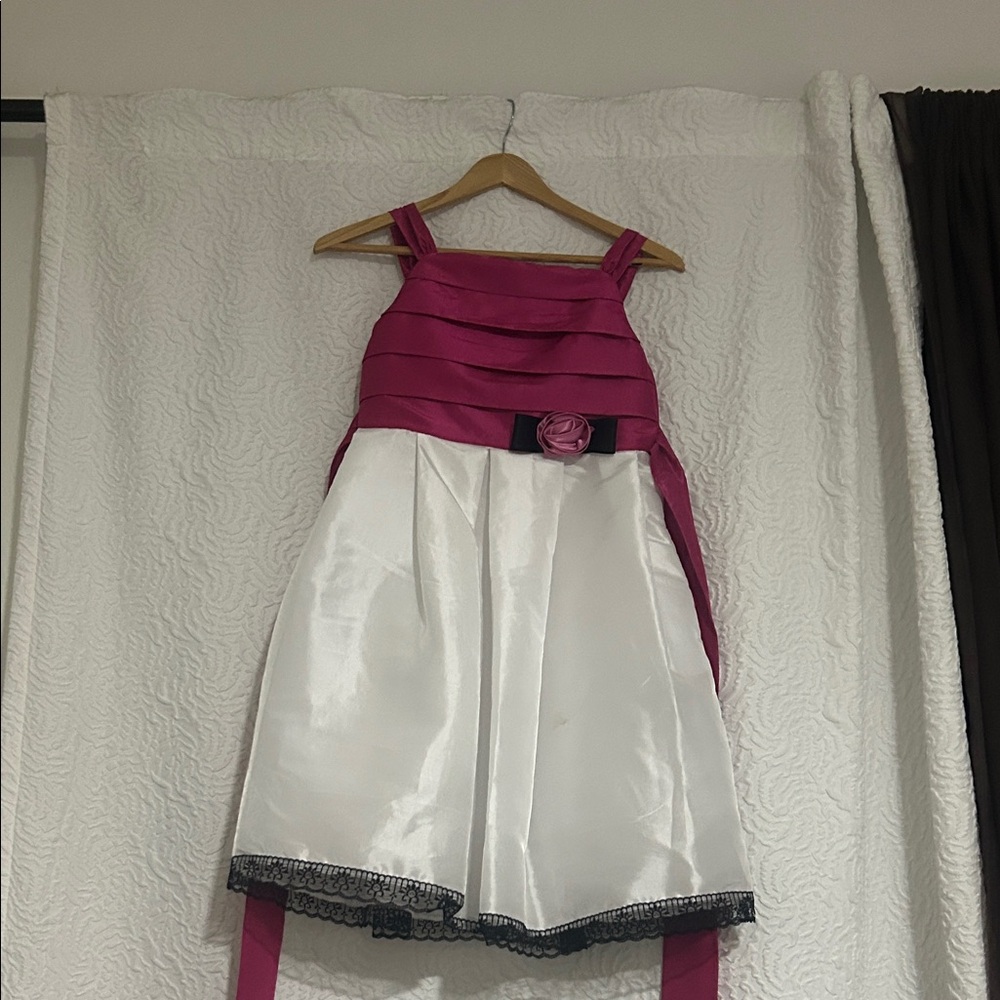 Chic Pink and White Kids Formal Dress
